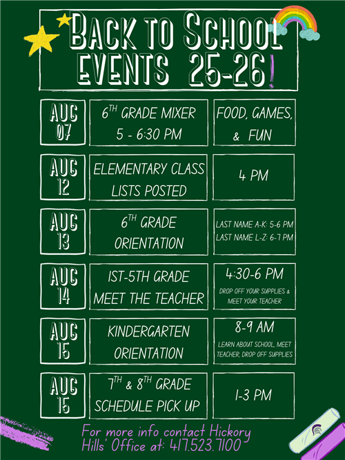 Back to School Events 25-26 Flyer